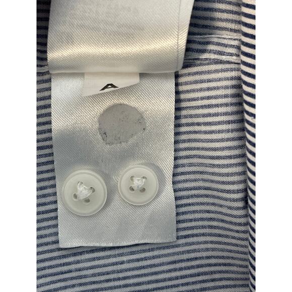 H&M Striped Long Sleeve Collared Button Up Shirt Color Navy Blue/White Size M - Picture 5 of 9